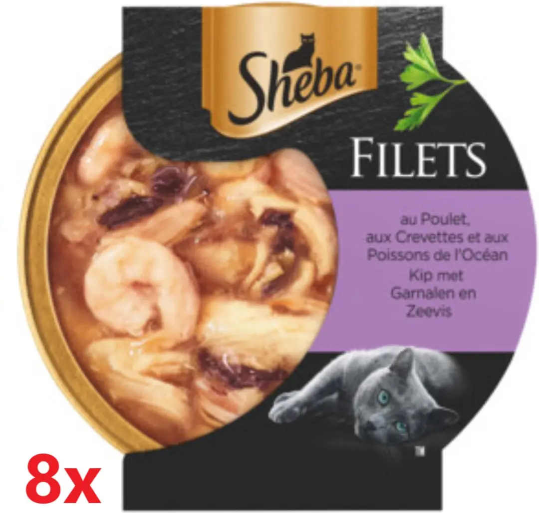 Sheba Filets Kip, Garnaal & Vis 8x60g
