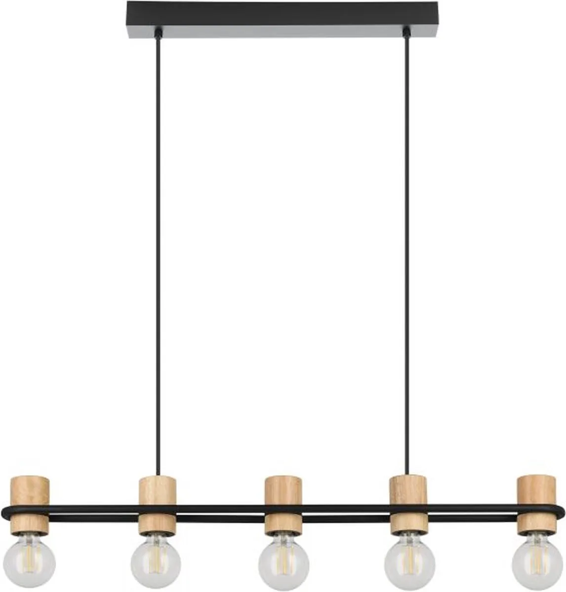 Eglo Chieveley Hanglamp E27 - 5 Lichtpunten - 88,5 cm - Zwart