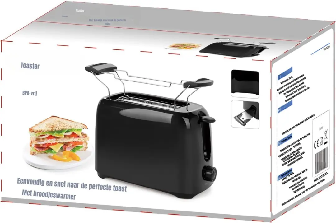 Glorix Tosti Apparaat 700W - 2 Sandwiches - Zwart