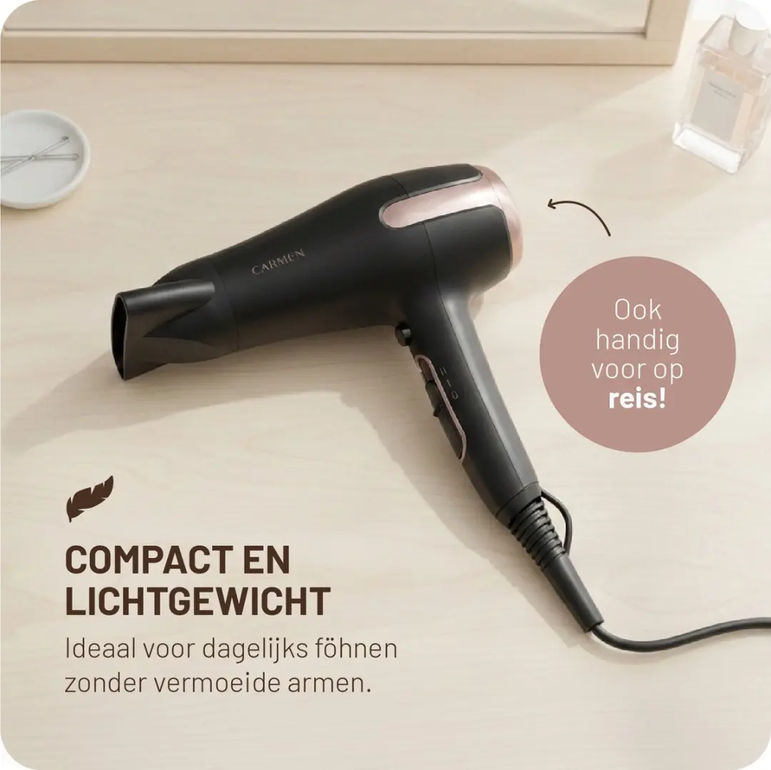 Carmen CHD1895B Föhn 1800W - Zwart/Roségoud