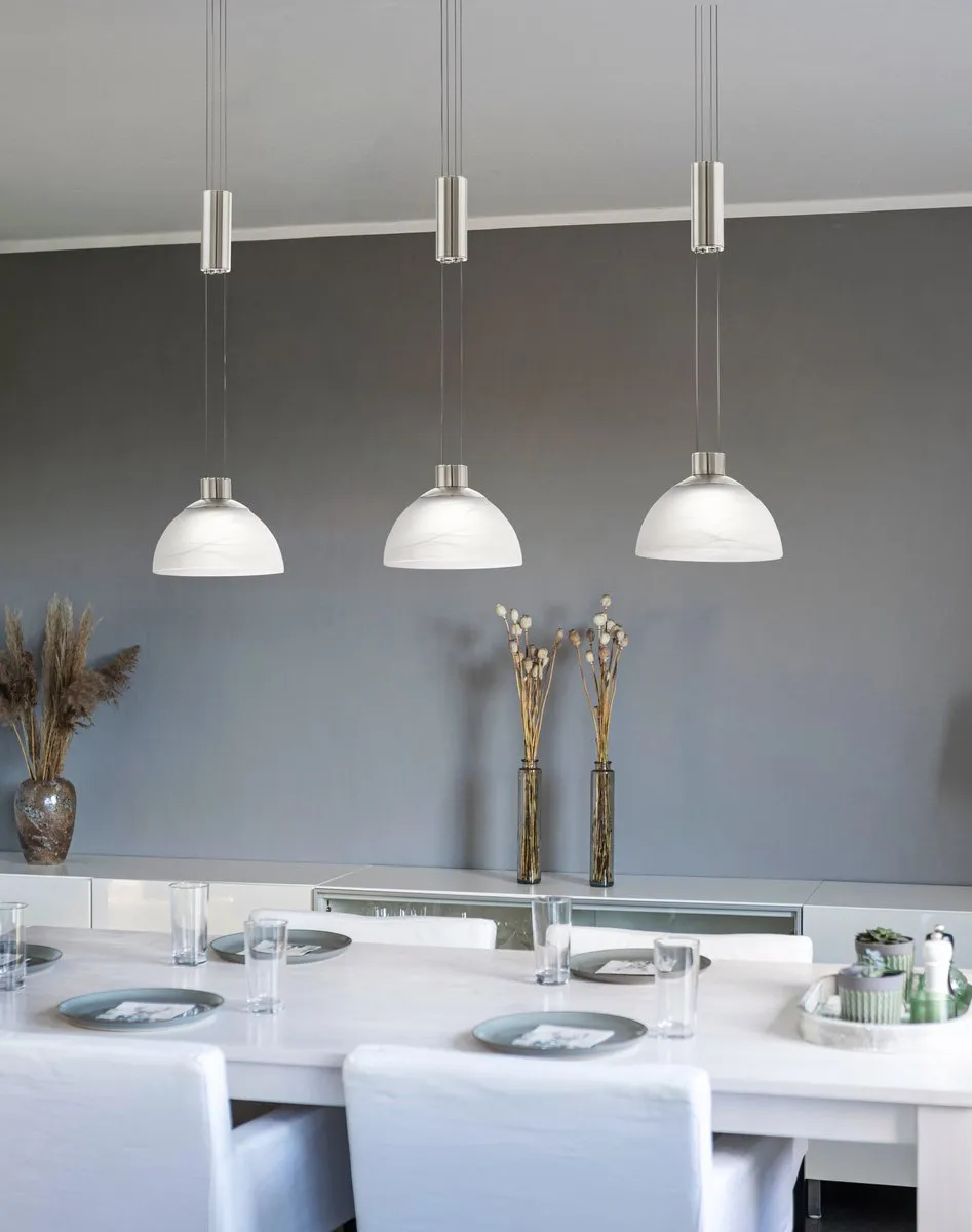 Eglo Montefio Hanglamp 3 Lichts - Nikkel-Mat - Wit - afbeelding 6 van 6