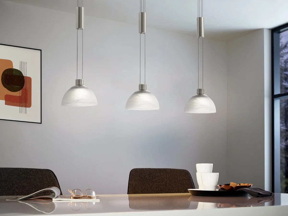 Eglo Montefio Hanglamp 3 Lichts - Nikkel-Mat - Wit