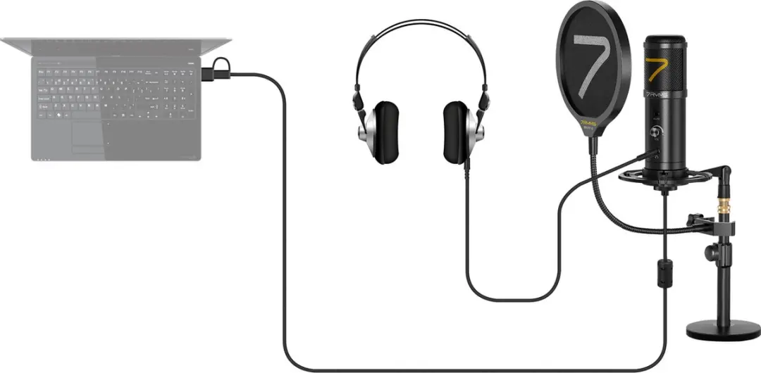 7RYMS AU01-K2 USB Microfoon Kit - Zwart