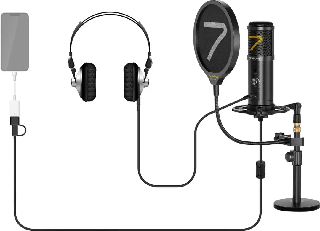7RYMS AU01-K2 USB Microfoon Kit - Zwart
