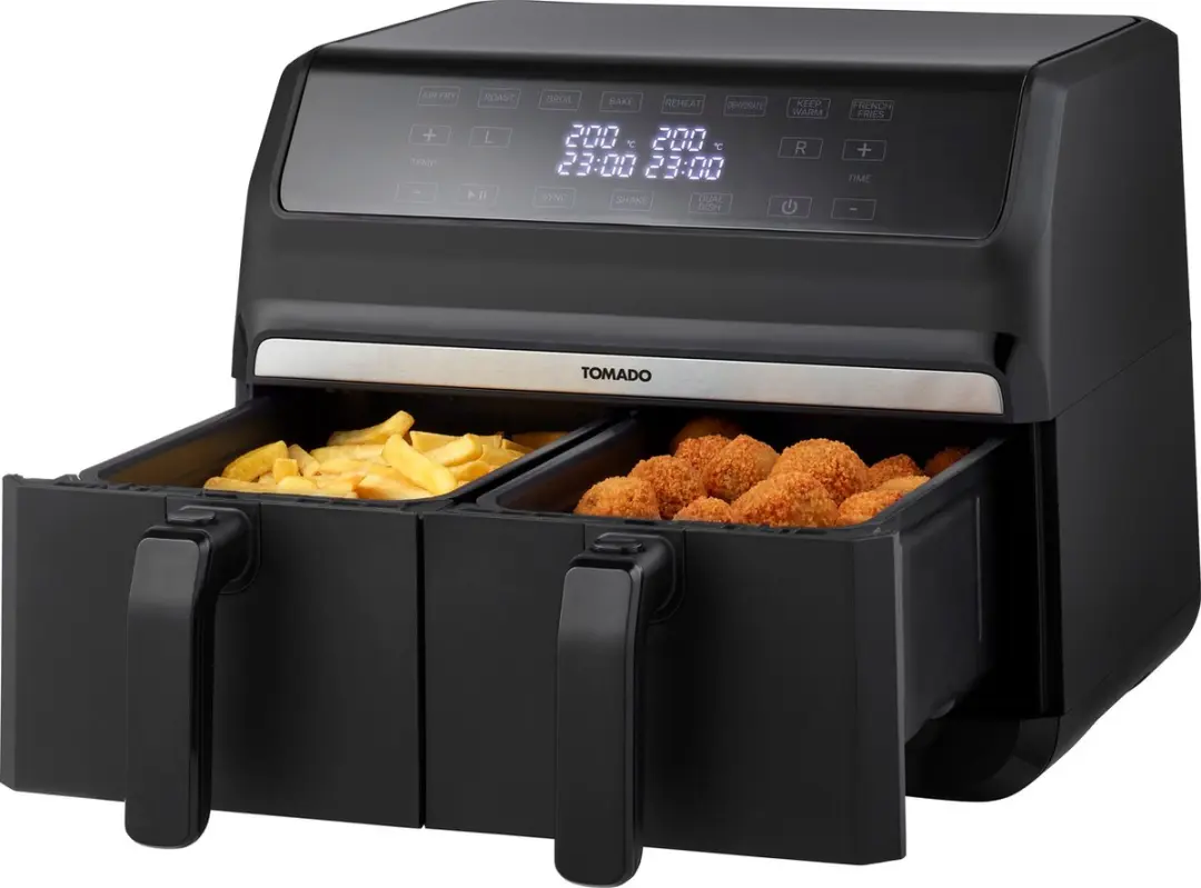Tomado TAF8001B Dubbele Airfryer 2x4L - 1700W - Zwart