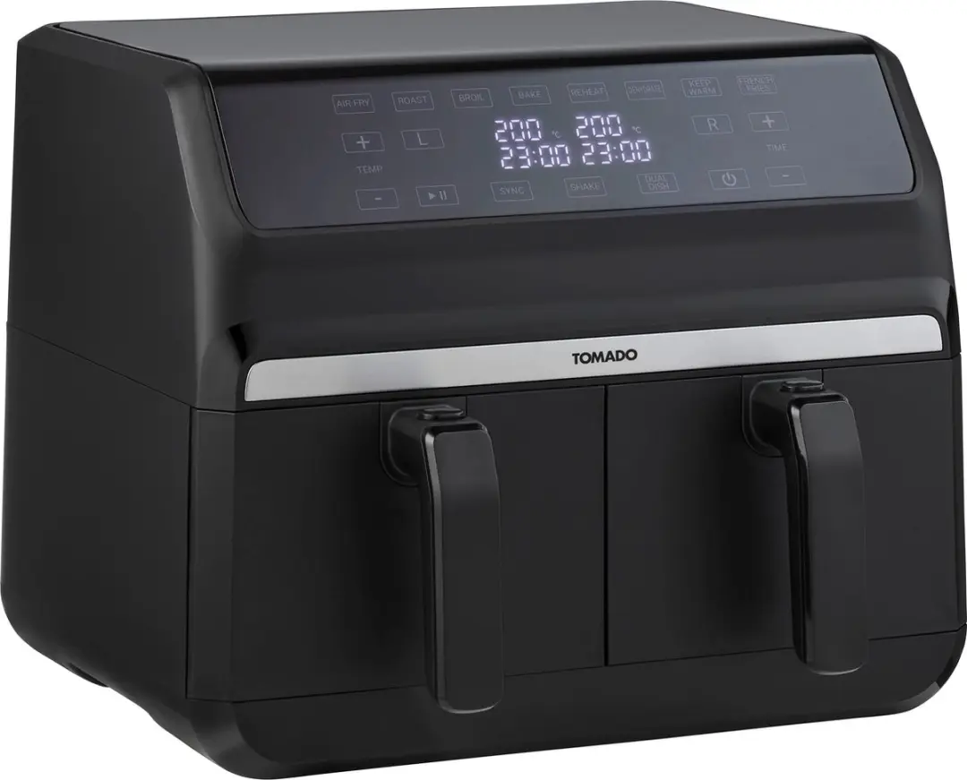 Tomado TAF8001B Dubbele Airfryer 2x4L - 1700W - Zwart