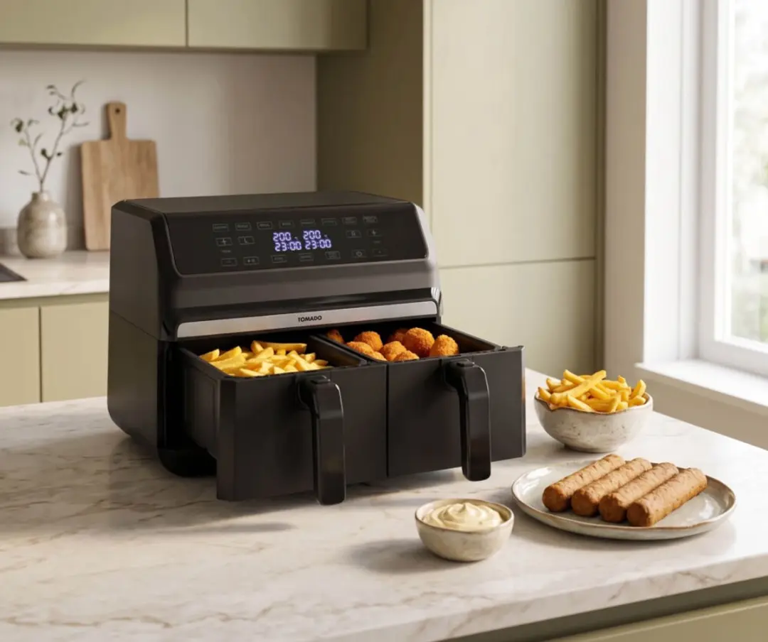 Tomado TAF8001B Dubbele Airfryer 2x4L - 1700W - Zwart