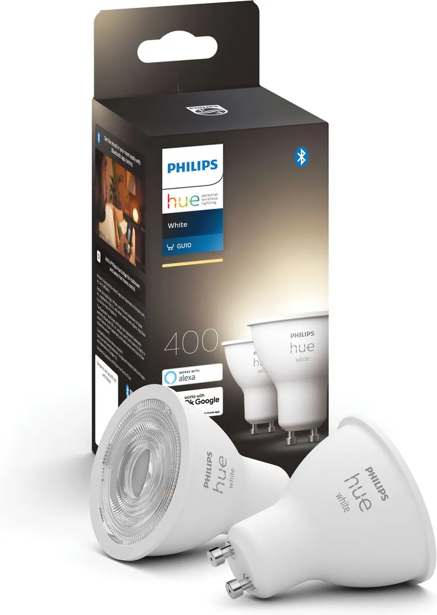 Philips Hue Spot GU10 Warmwit Mat - 2 Stuks