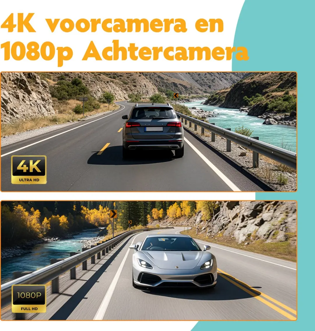 Pora&Co RLDV-71-PR Dashcam 4K Ultra HD - Zwart