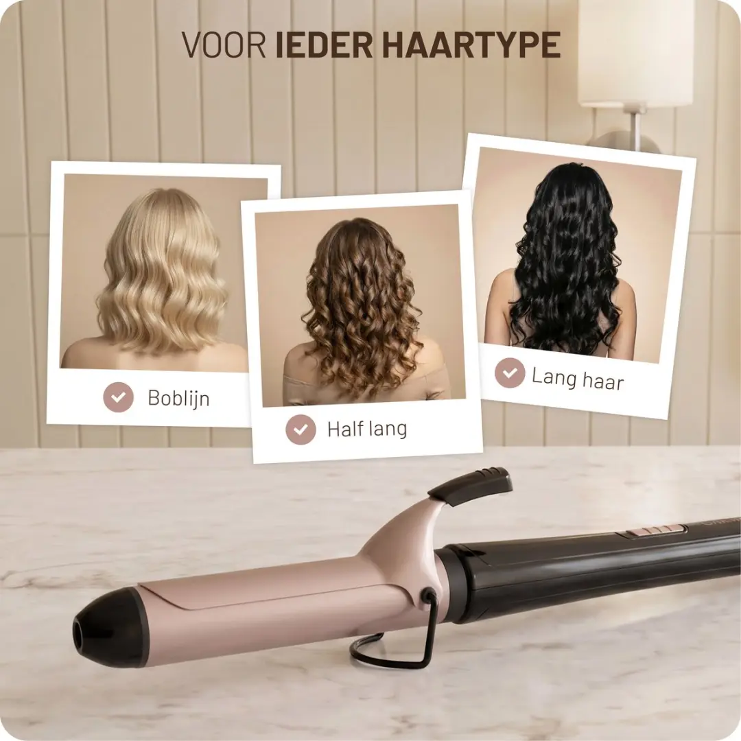 Carmen CCT3220B Krultang 32mm - 2 standen - Keramisch - Zwart roségoud
