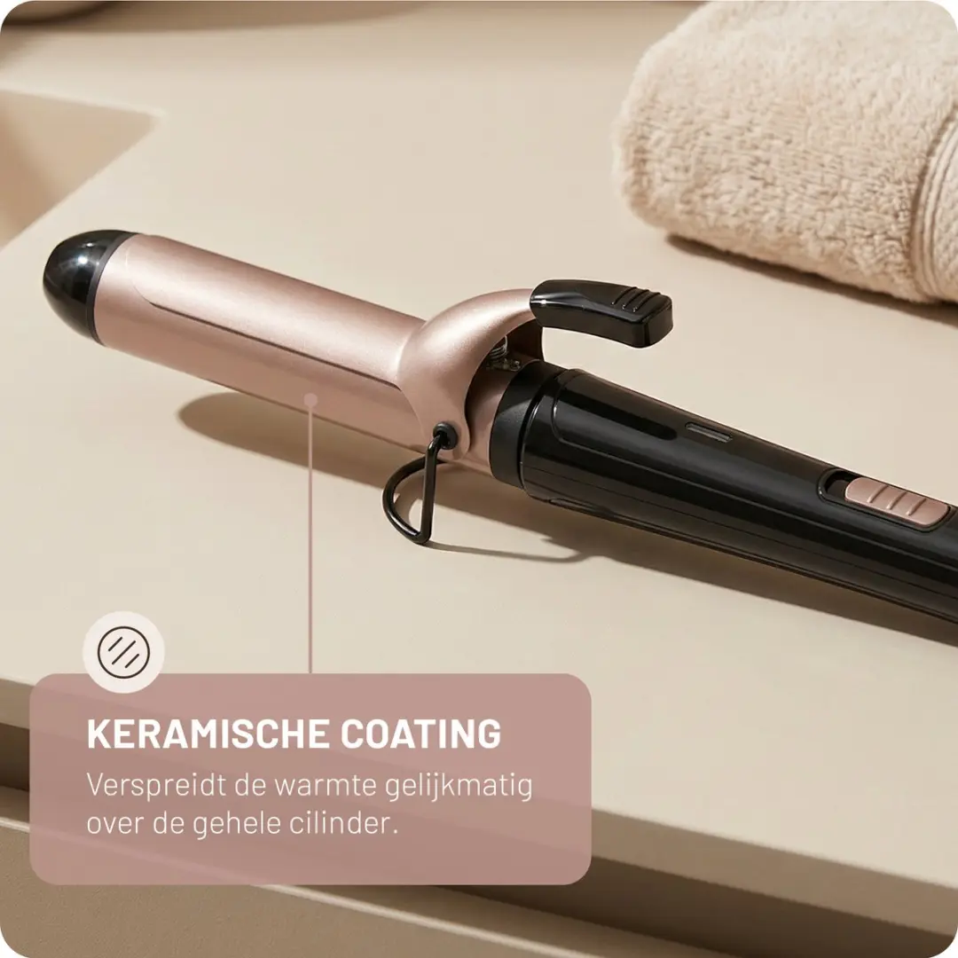 Carmen CCT3220B Krultang 32mm - 2 standen - Keramisch - Zwart roségoud