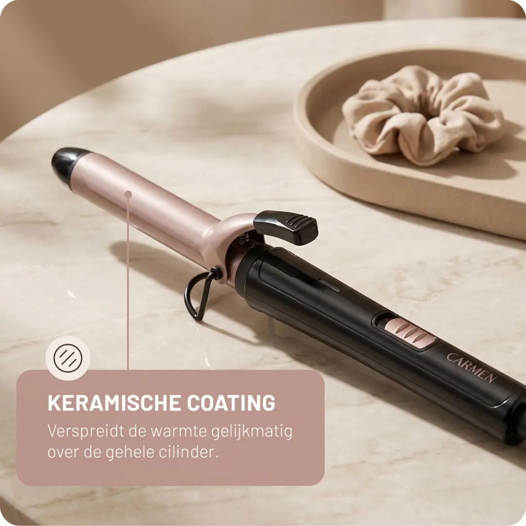 Carmen CCT2520B Krultang 25mm - 2 standen - Keramisch - Zwart roségoud