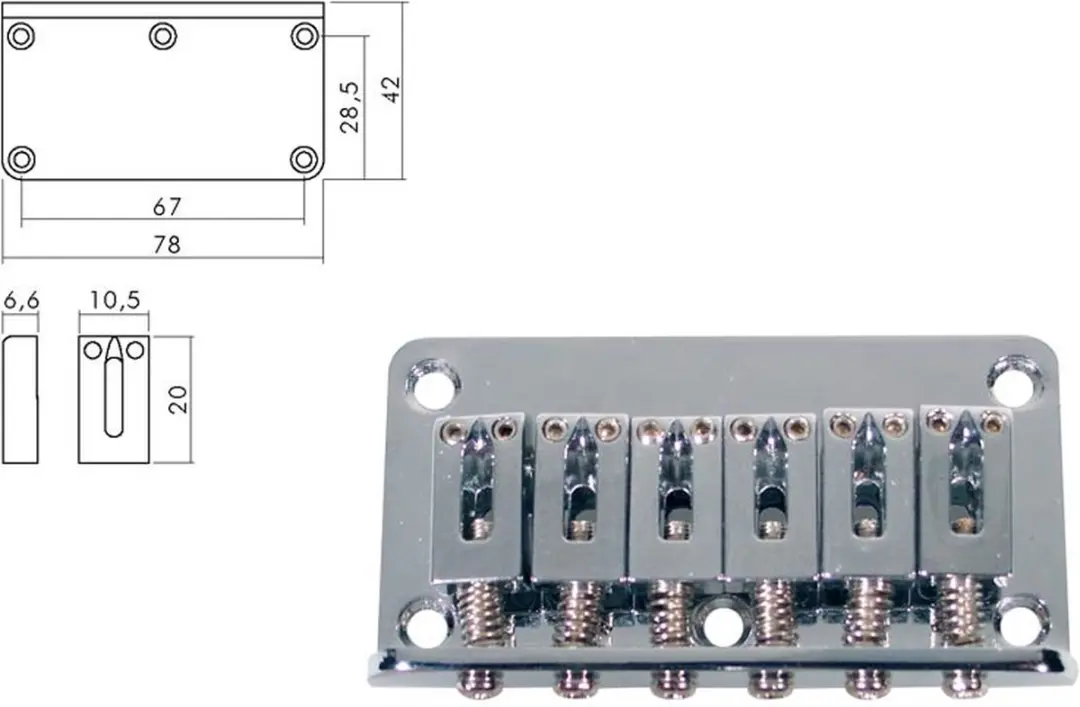 Boston B-1508-C Gitaar Brug-Staartstuk 10.5mm Chroom
