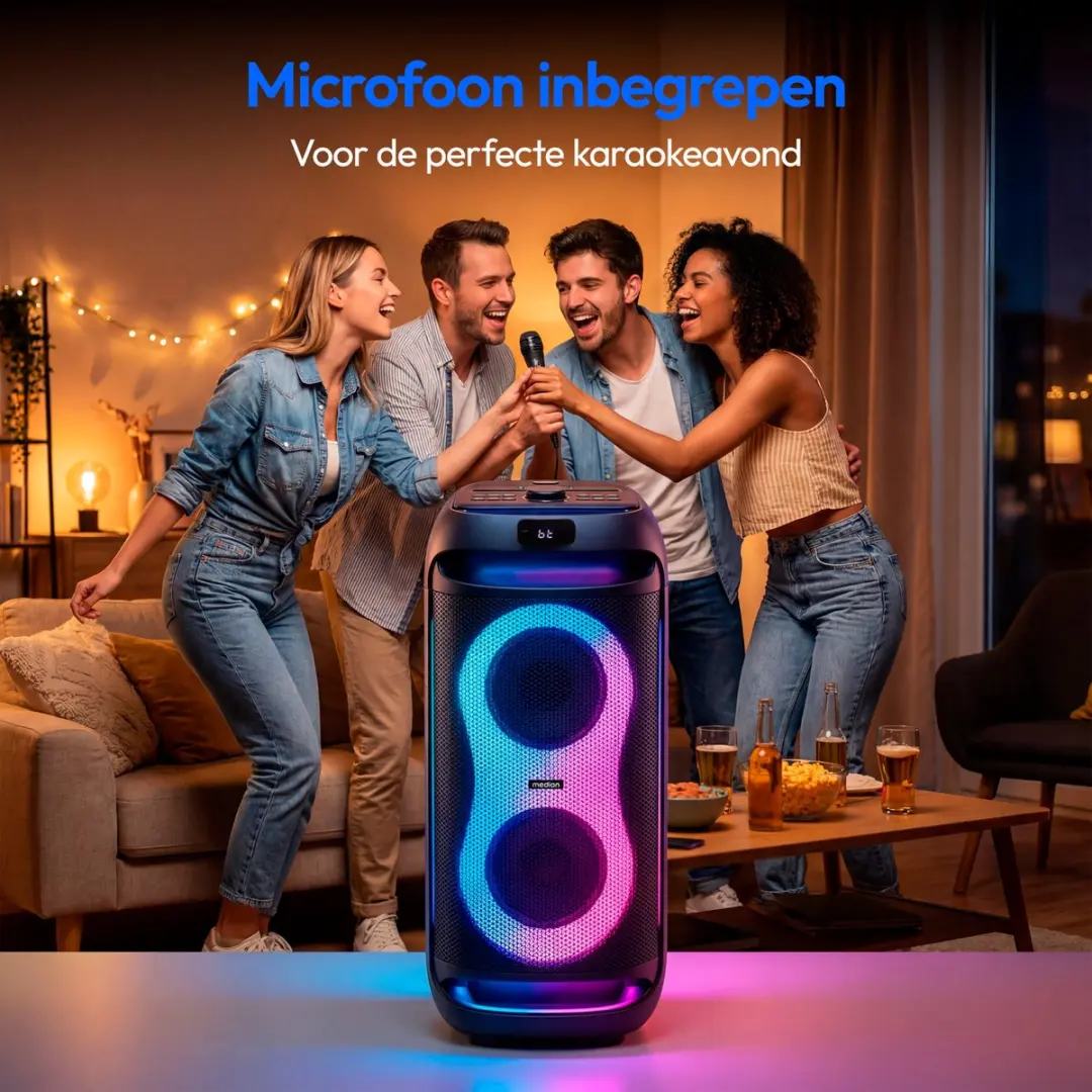 Medion PE-2 Plus Partybox MD400002 - Draadloze Bluetooth Speaker - Zwart