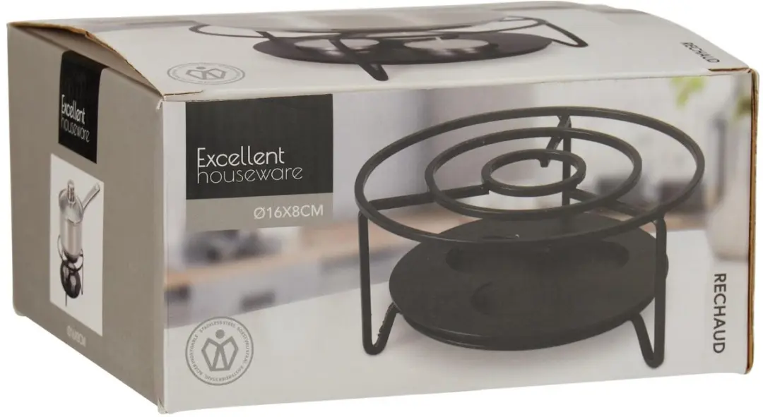 Excellent Houseware Rechaudplaat D16cm - 3x - RVS - Grafietzwart