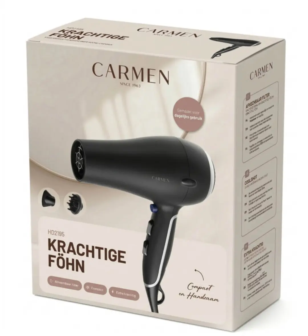 Carmen HD2195 Föhn 2000W - Zwart