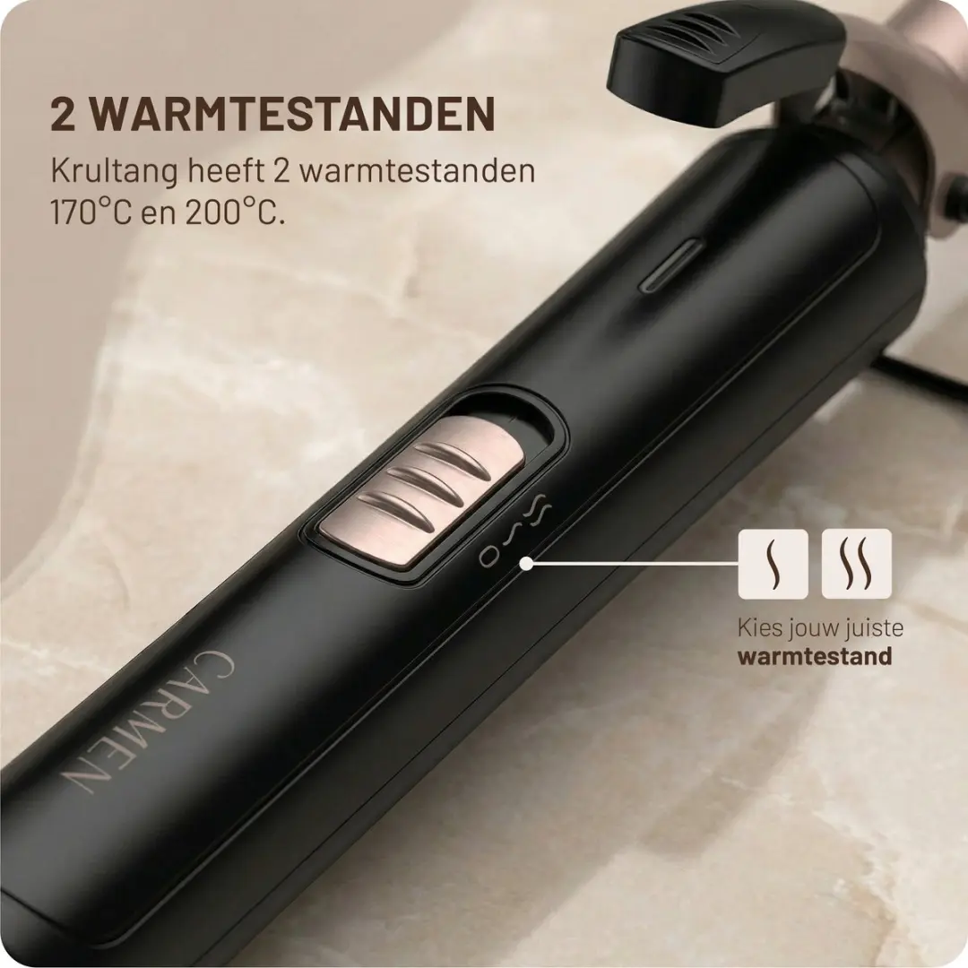 Carmen CCT1920B Krultang 19mm - 2 standen - Keramisch - Zwart Roségoud