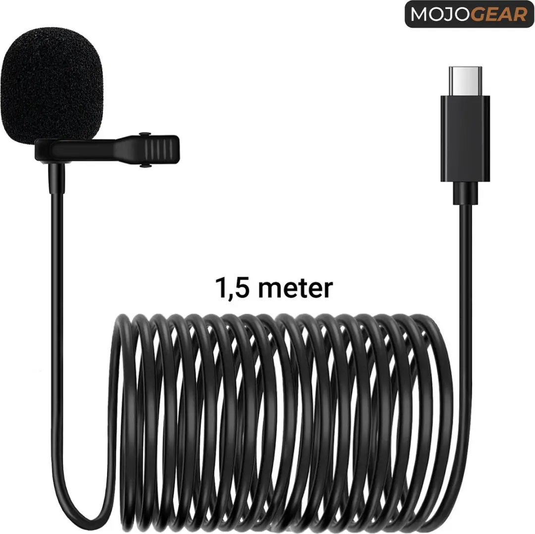 MOJOGEAR MG-26-UC Speldmicrofoon USB-C - 150cm - Zwart