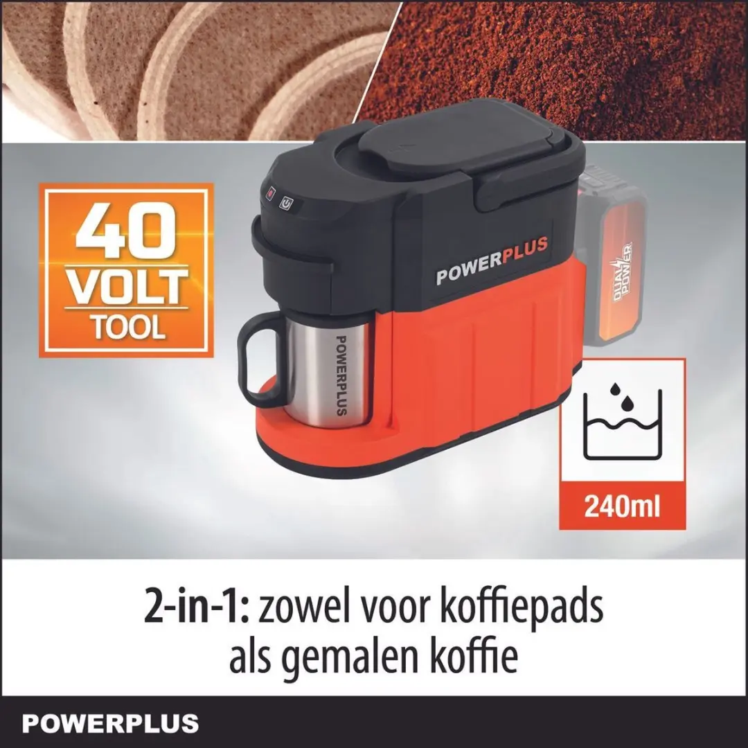 Powerplus Dual Power POWDP60810 Accu Koffiemachine - Oranje