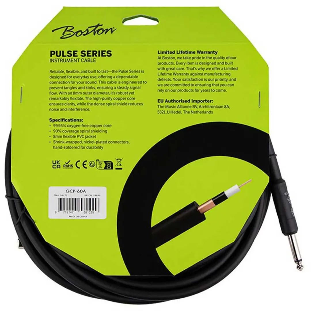 Boston GCP-60A Gitaarkabel 6m - Zwart
