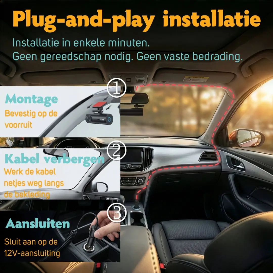Pora&Co RLDV-G13 Dashcam Dual Lens 4K - Zwart - afbeelding 6 van 6
