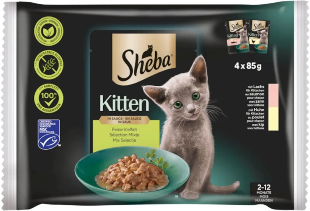Sheba Natvoer voor Kitten Pouch 4x85g