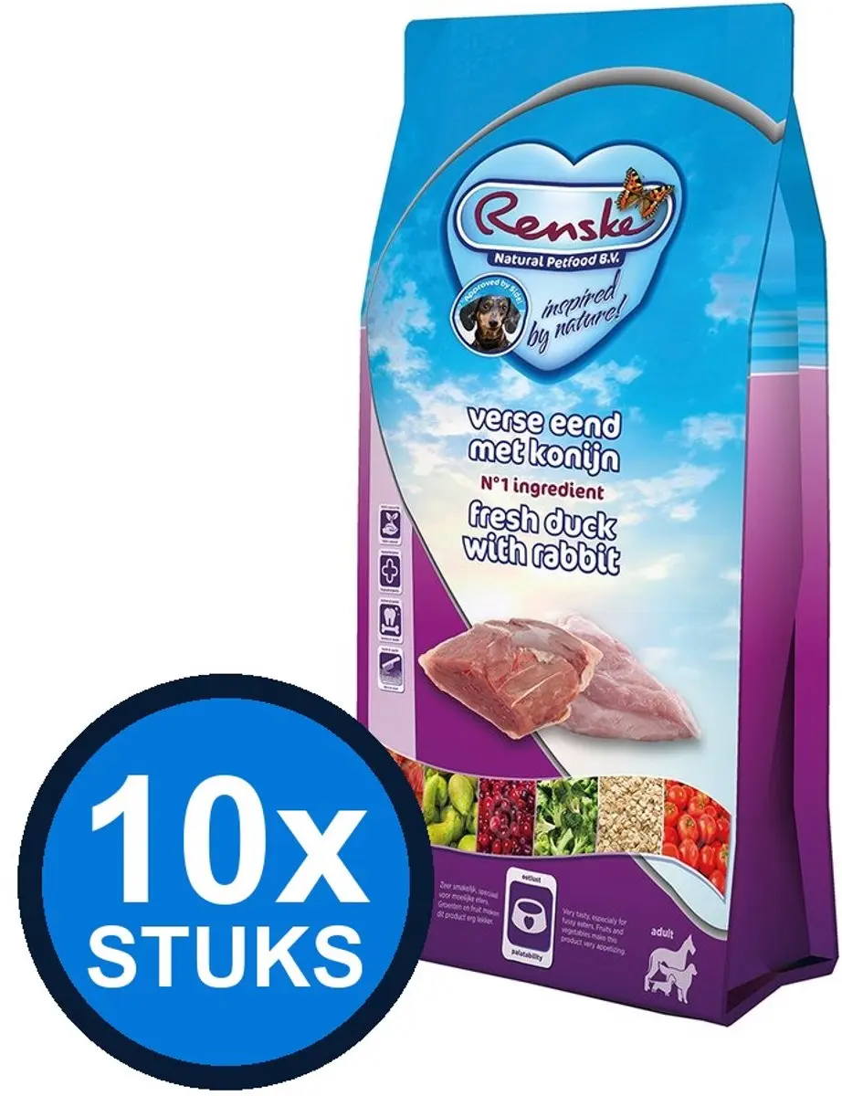 Renske Super Premium Droogvoer Hond Adult Eend & Konijn 600g