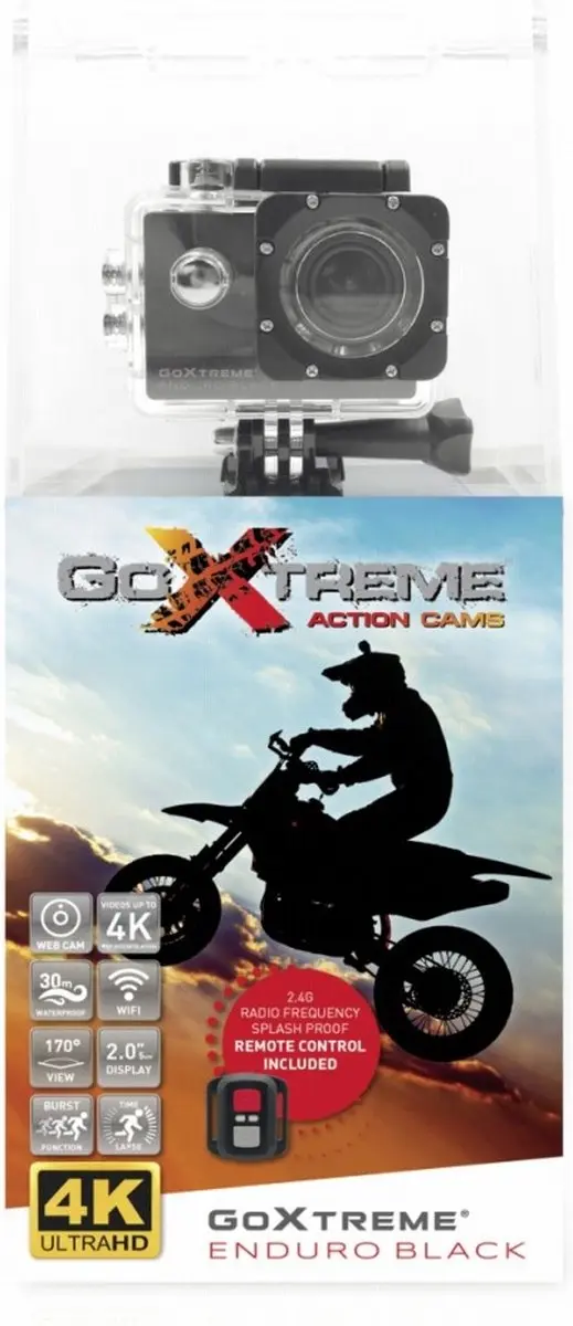 GoXtreme Enduro 4K Wifi Actioncam 2MP - 900mAh - Zwart