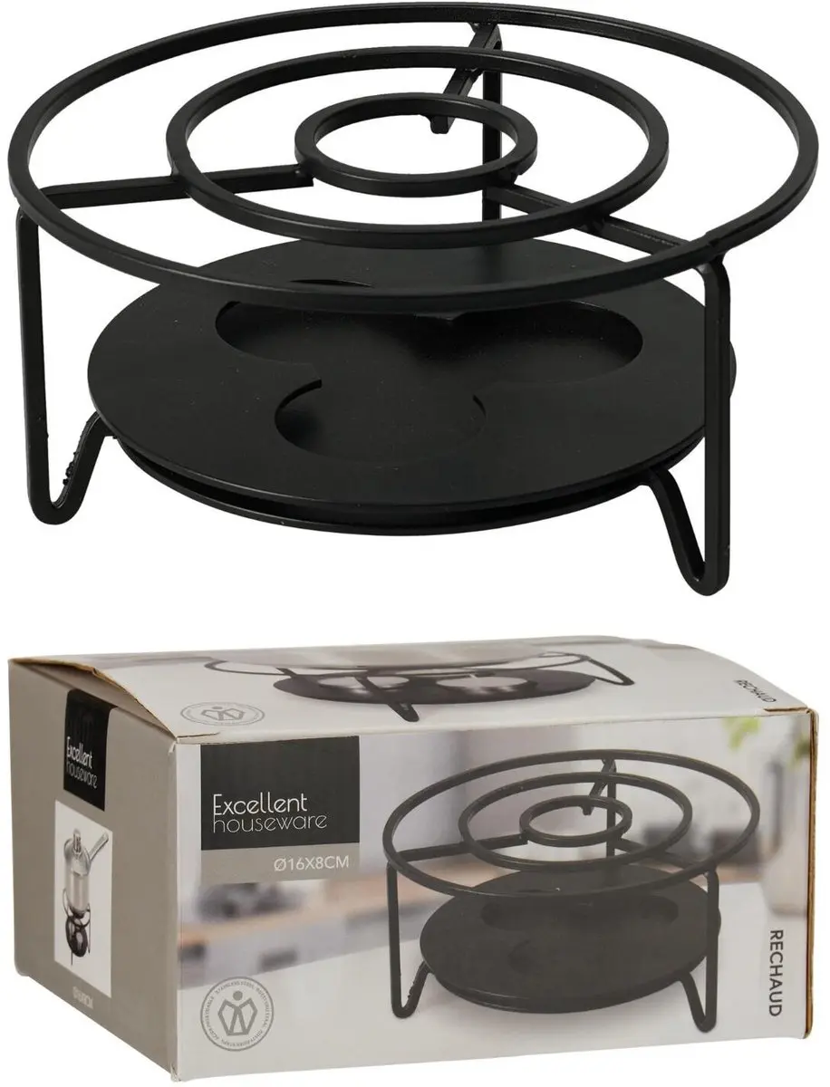 Excellent Houseware Rechaudplaat D16cm - 2x - Zwart