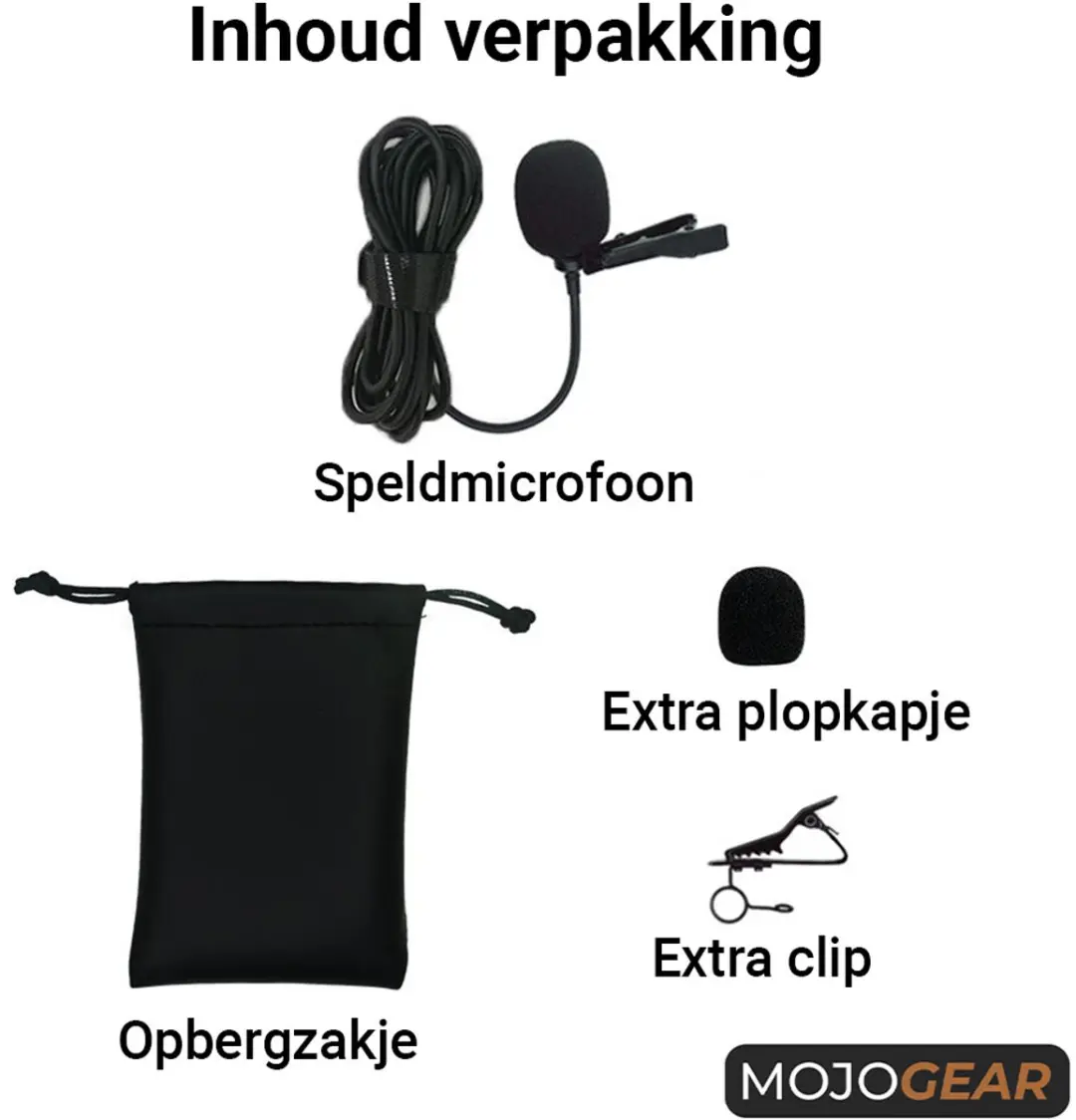 MOJOGEAR MG-26-UC-6M Lavalier Microfoon - USB-C - 6m - Zwart