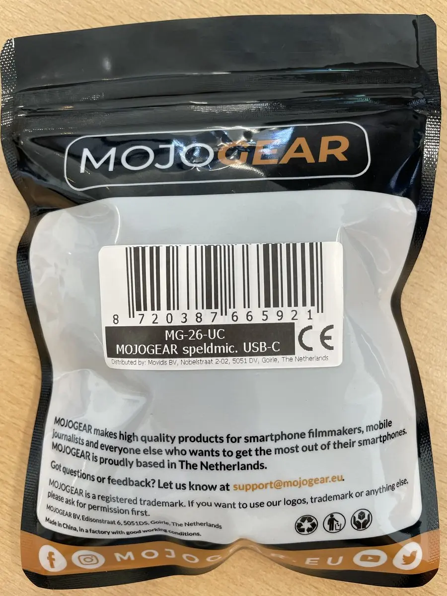 MOJOGEAR MG-26-UC-6M Lavalier Microfoon - USB-C - 6m - Zwart