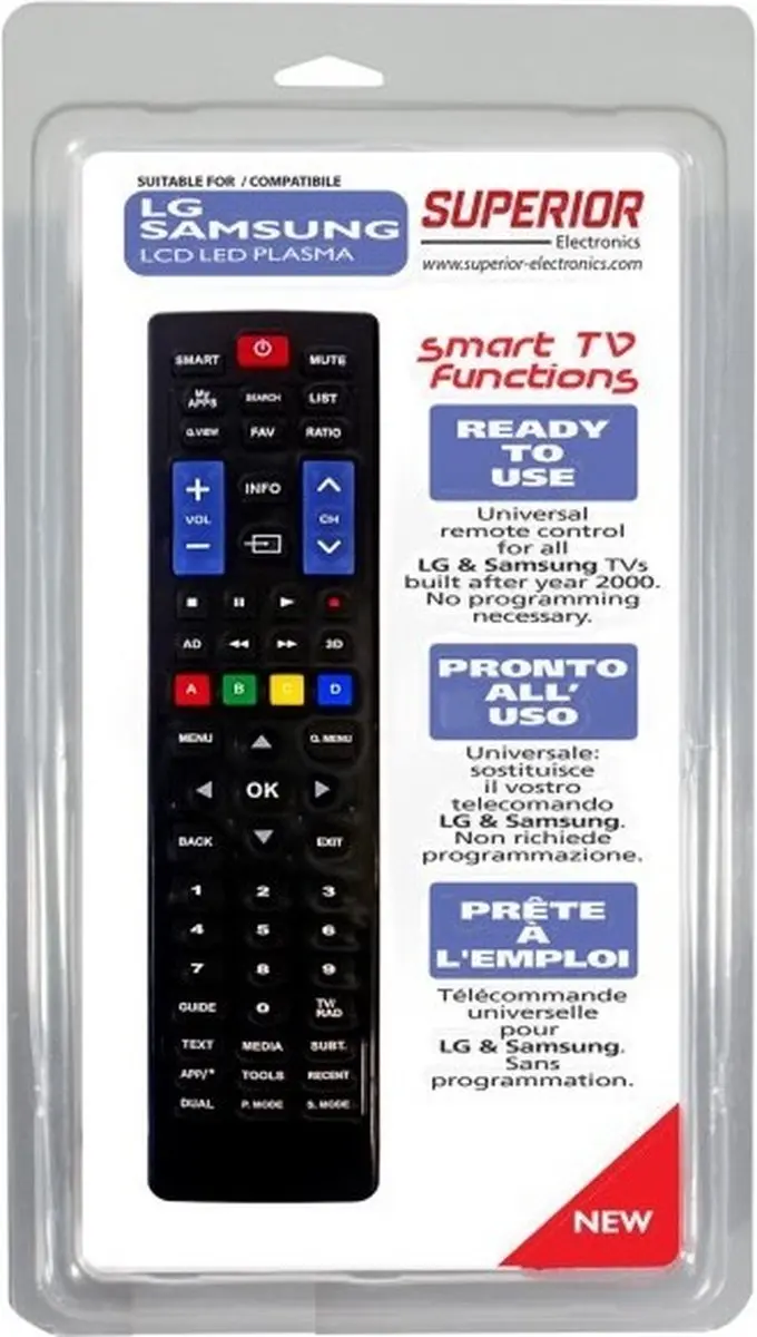 Superior SUPTRB002 Universele Afstandsbediening - LG/Samsung vanaf 2000 - Zwart