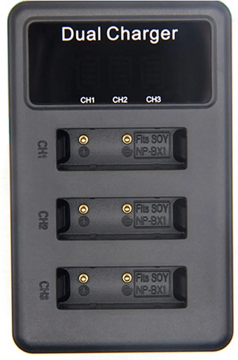 MCOPLUS Acculader Triplecharger USB voor Sony NP-BX1 - 3x - Zwart