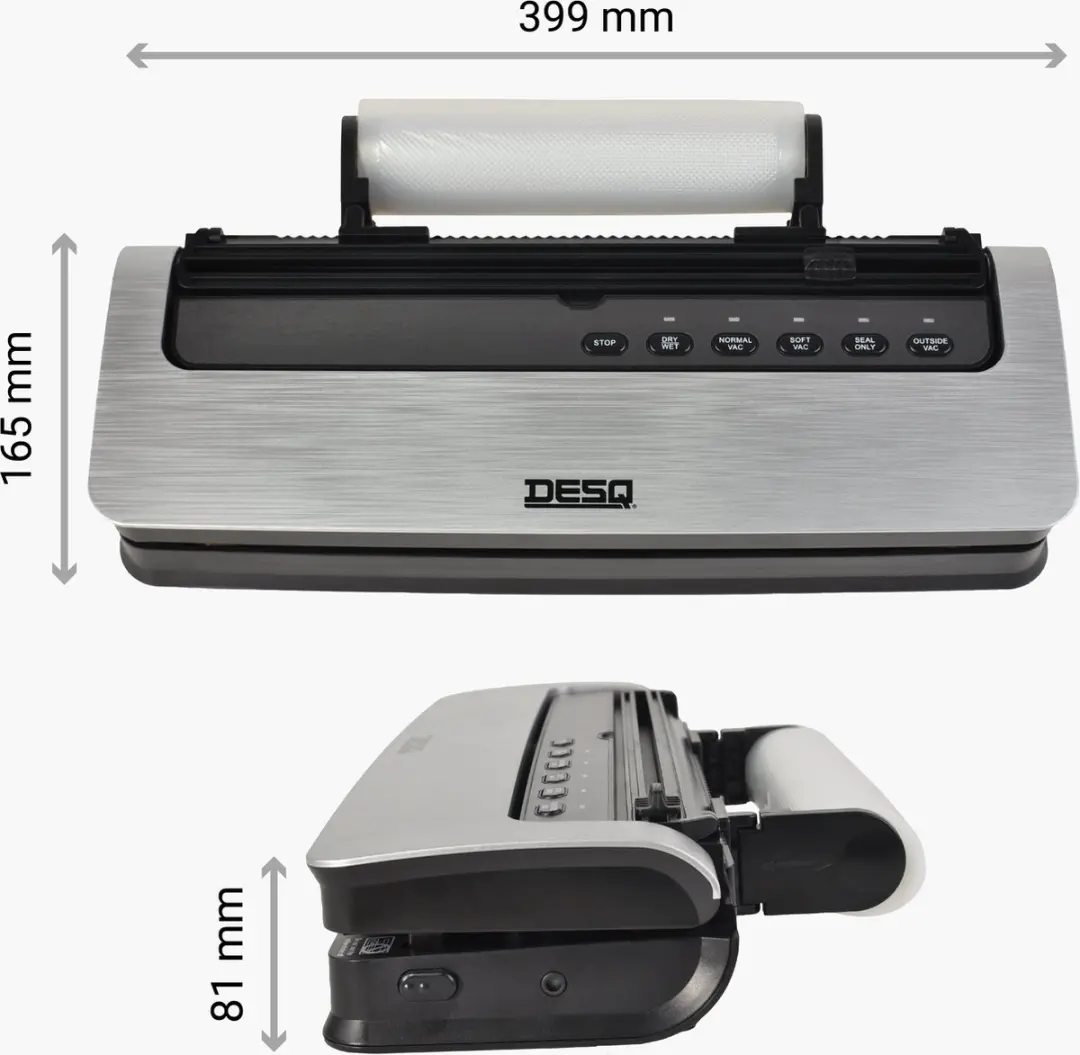Desq 8000 Vacuümmachine - 0,8 Bar - Set met 55 Zakken & 3 Rollen