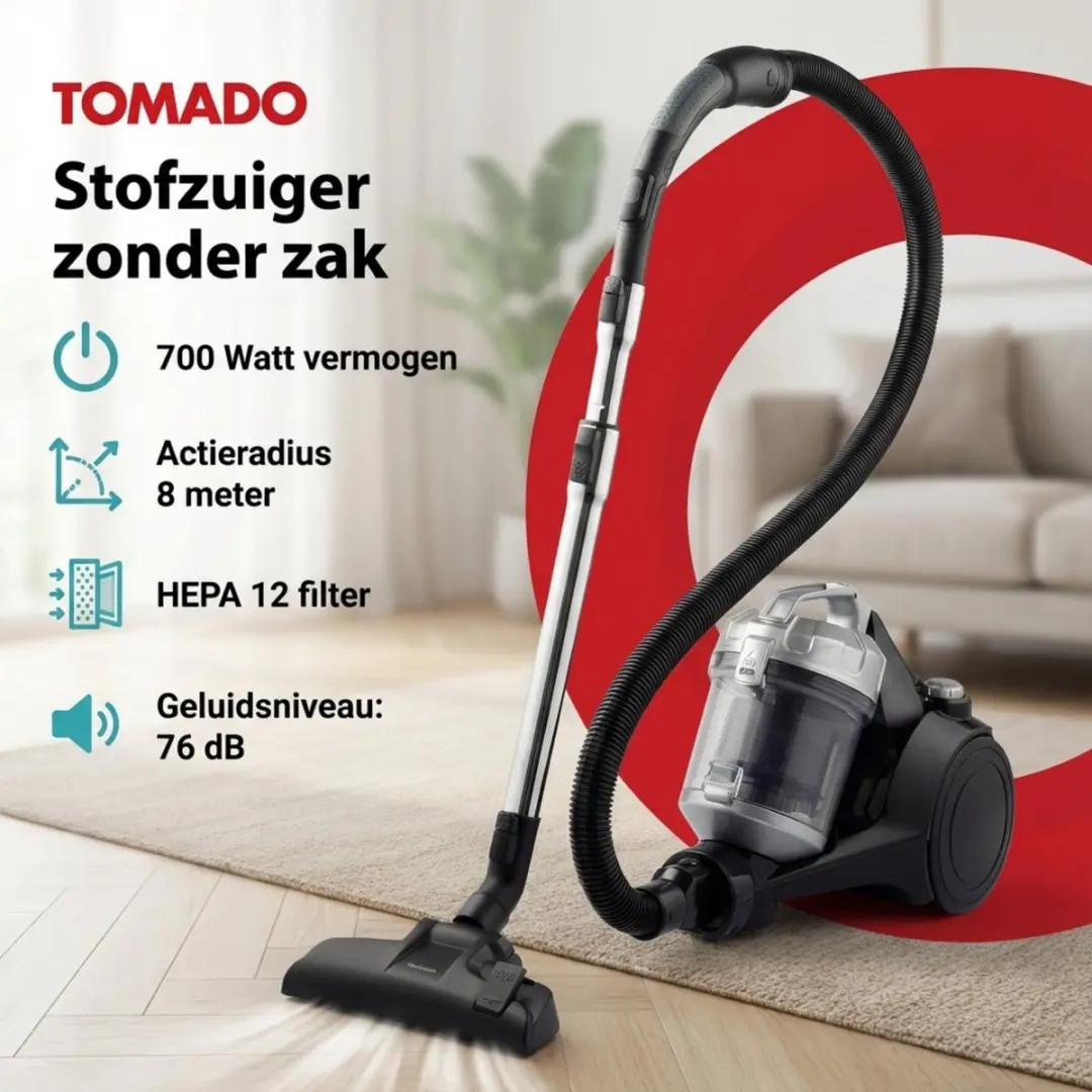 Tomado TVC2001B Stofzuiger - 700W - 2.5L - Zwart