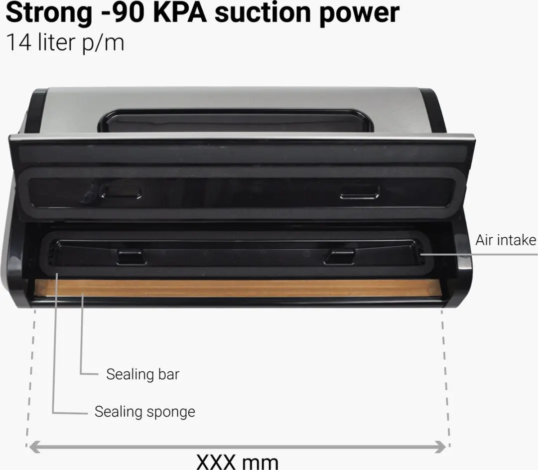 Desq 8090 Pro Vacuümmachine - 90 kPa - 14L - Set met 50 Zakken