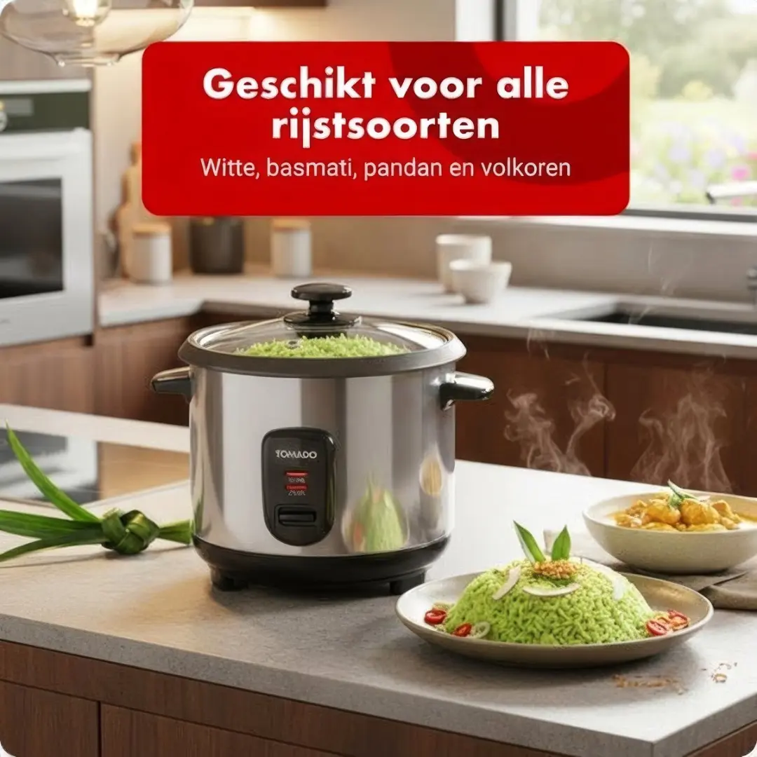 Tomado TRC1001S Rijstkoker 1L - 7,5 Porties - 400W - RVS