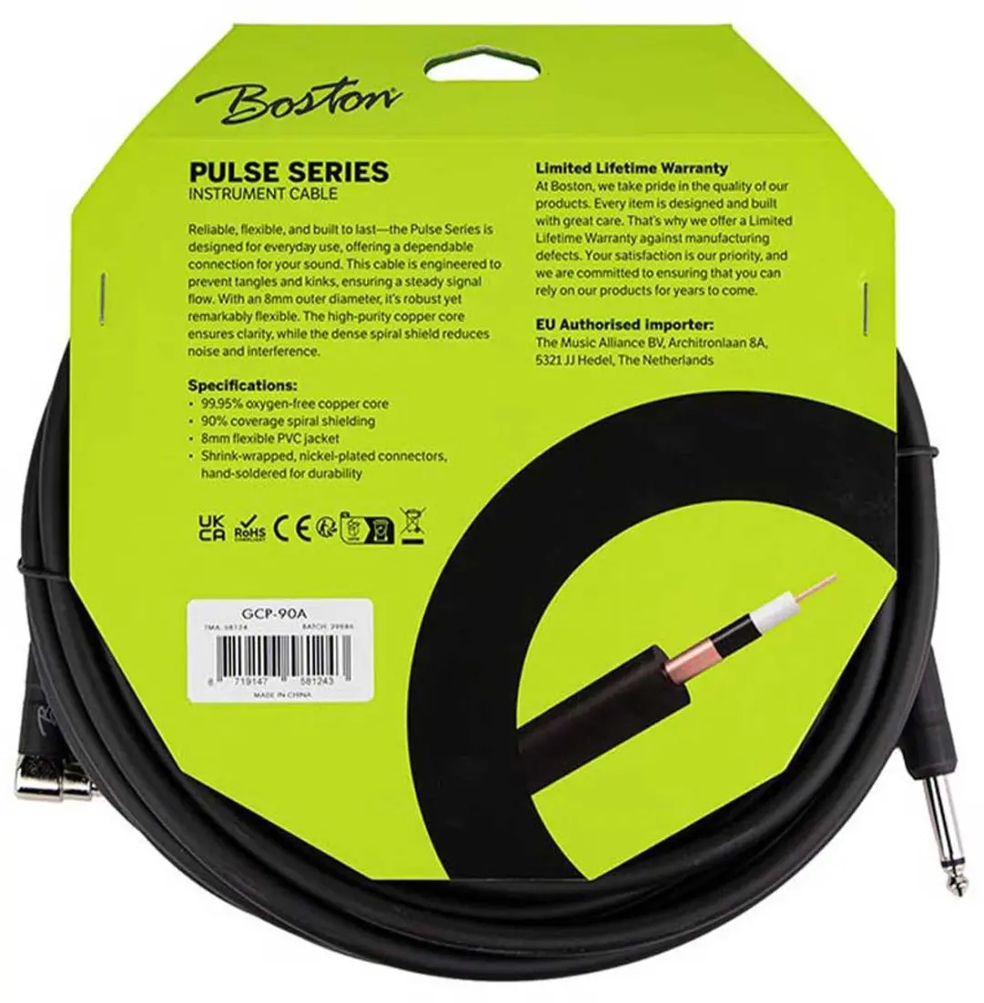 Boston GCP-90A Pulse Series Gitaarkabel 9m - Zwart