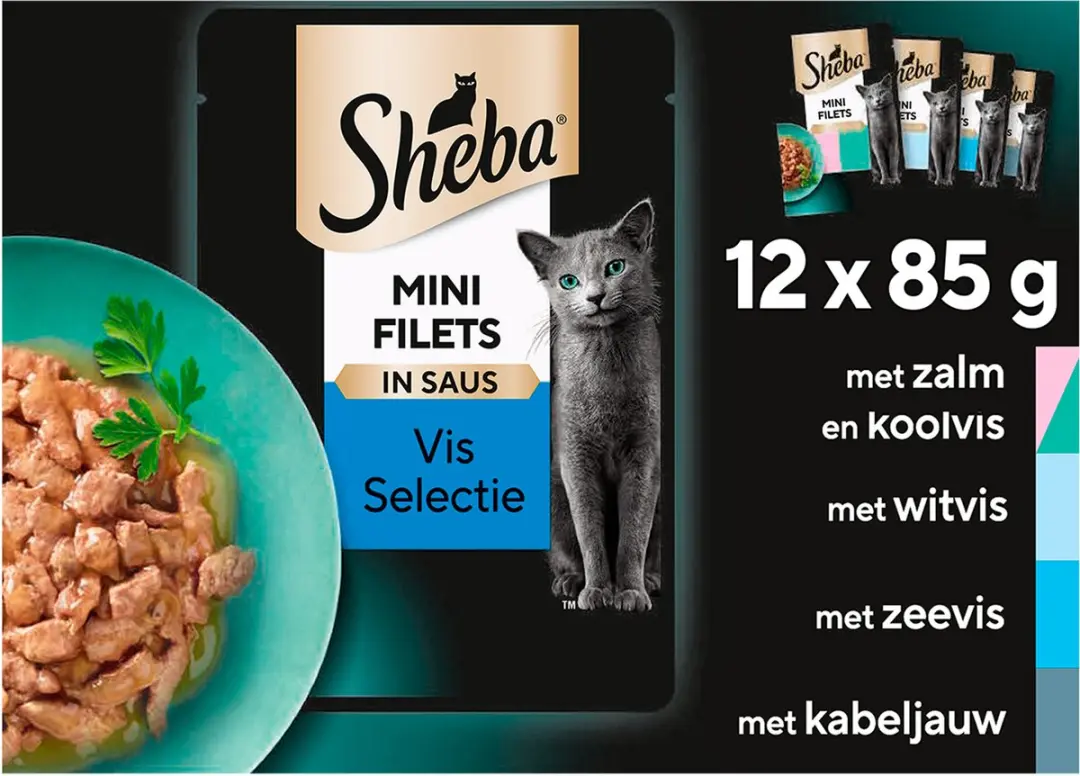 Sheba Mini Filets Adult Kattenvoer Vis Selectie - 12x85g