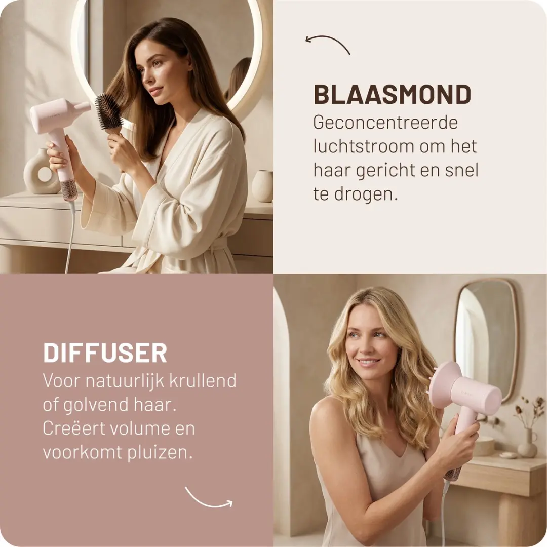 Carmen CHD1630P Haardroger - 1600W - Roze