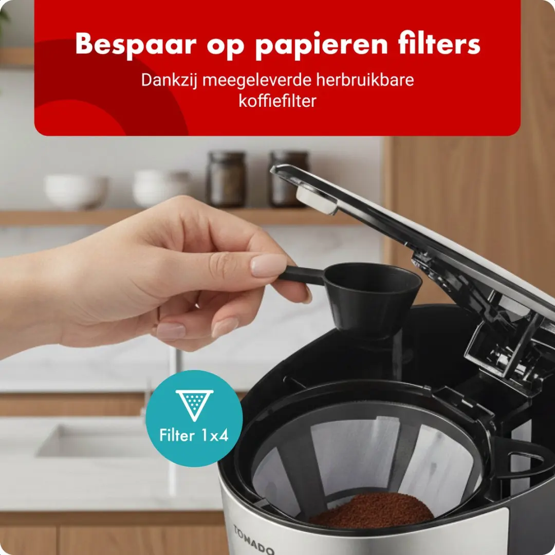 Tomado TCM1201S Filterkoffiezetapparaat 10 Koppen - Zwart