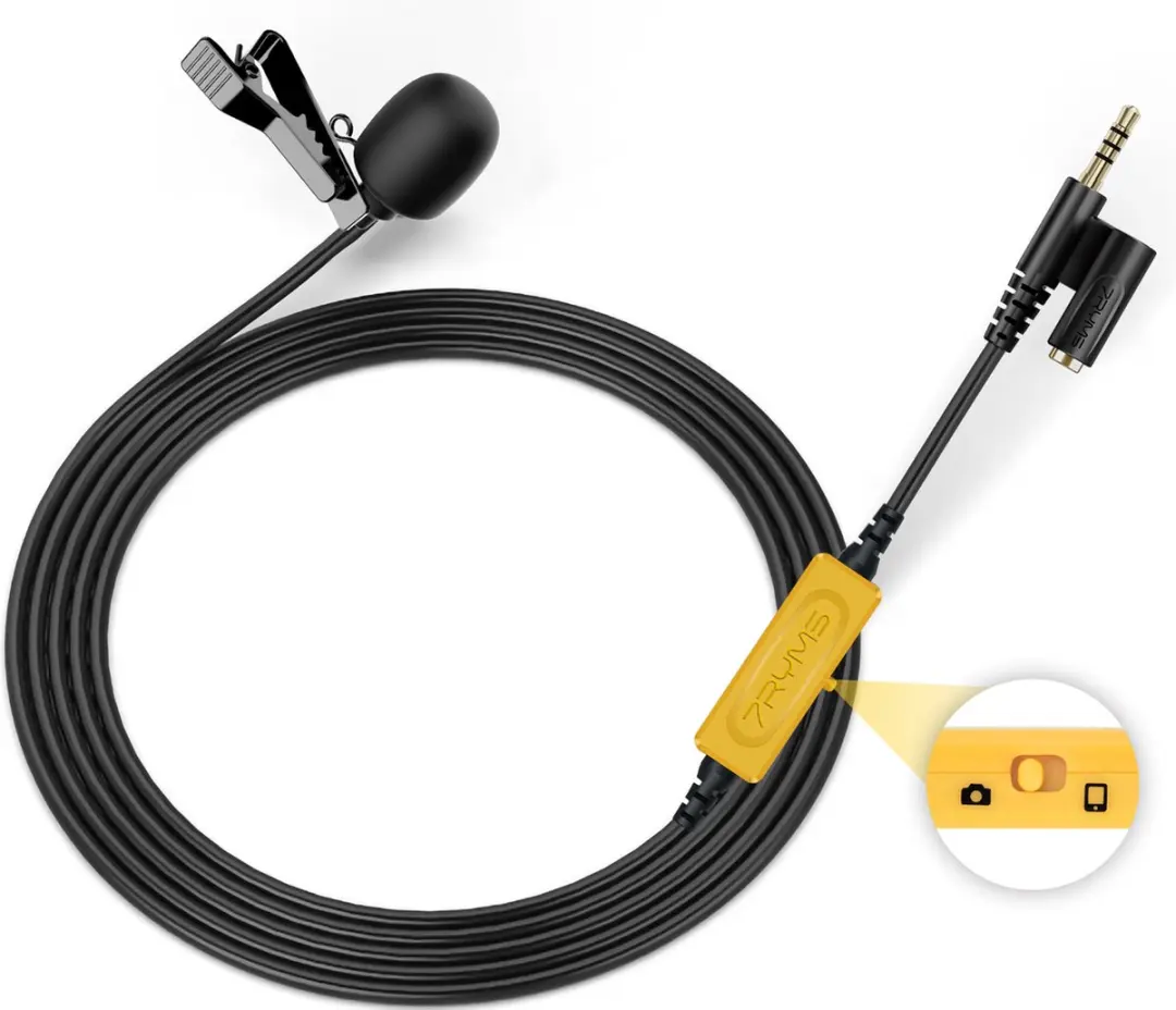 7RYMS S.LAV-01 Lavalier Microfoon 4.5m - Zwart/Geel