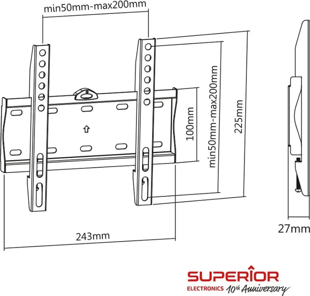 Superior Electronics SUPSTV001 TV Muurbeugel 23-42" - VESA 100x100 - Zwart