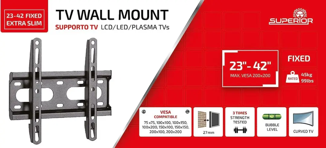 Superior Electronics SUPSTV001 TV Muurbeugel 23-42" - VESA 100x100 - Zwart