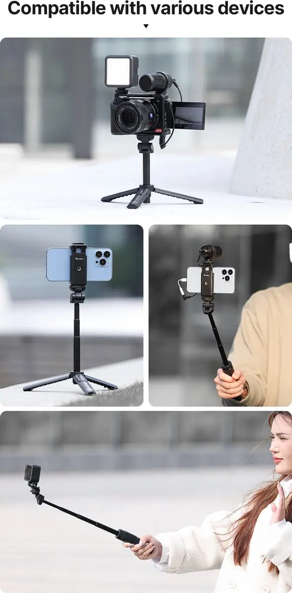 Ulanzi RMT-01 Selfiestick Statief - Bluetooth Remote - Zwart