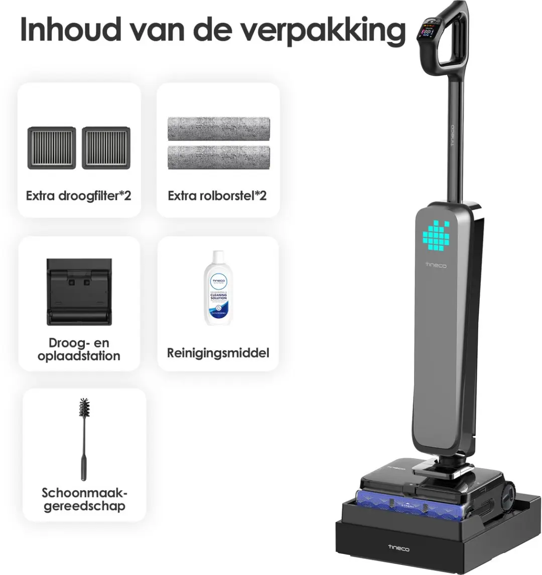 Tineco Floor One S9 Scientist Complete Stofzuiger - 22 kPa - Zwart