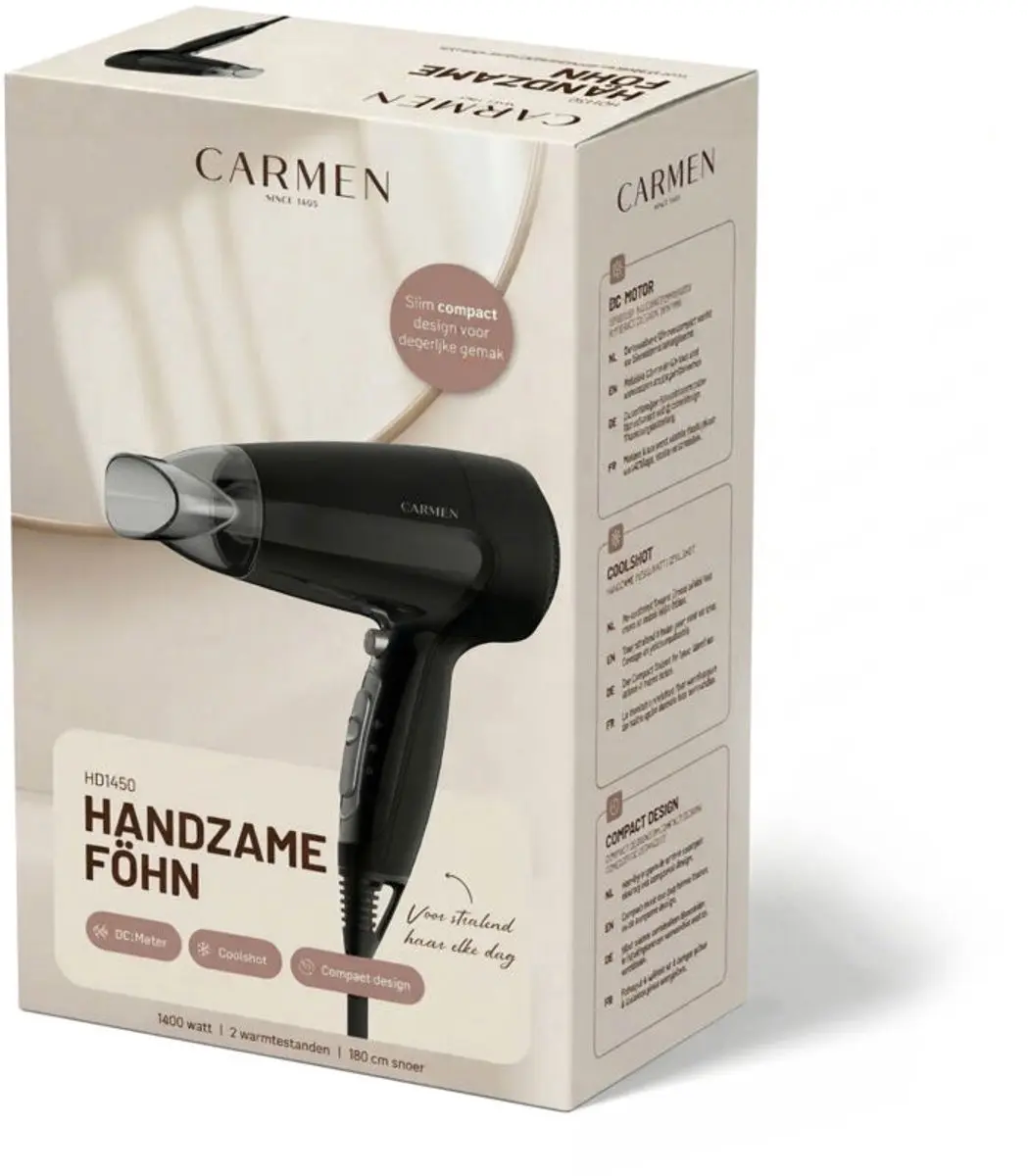 Carmen HD1450 Föhn 1400W - Zwart