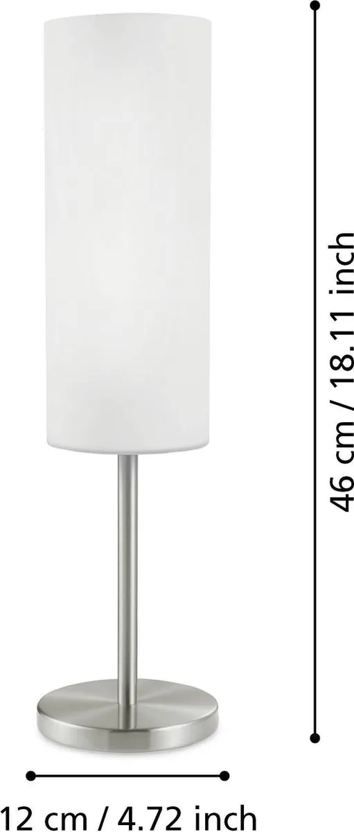 Eglo Troy 3 Tafellamp E27 - 46 cm - Grijs/Wit - afbeelding 6 van 6