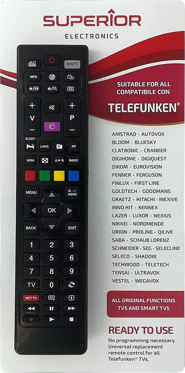 Superior Universele Afstandsbediening RC/UNI-TV Telefunken/Vestel - Zwart