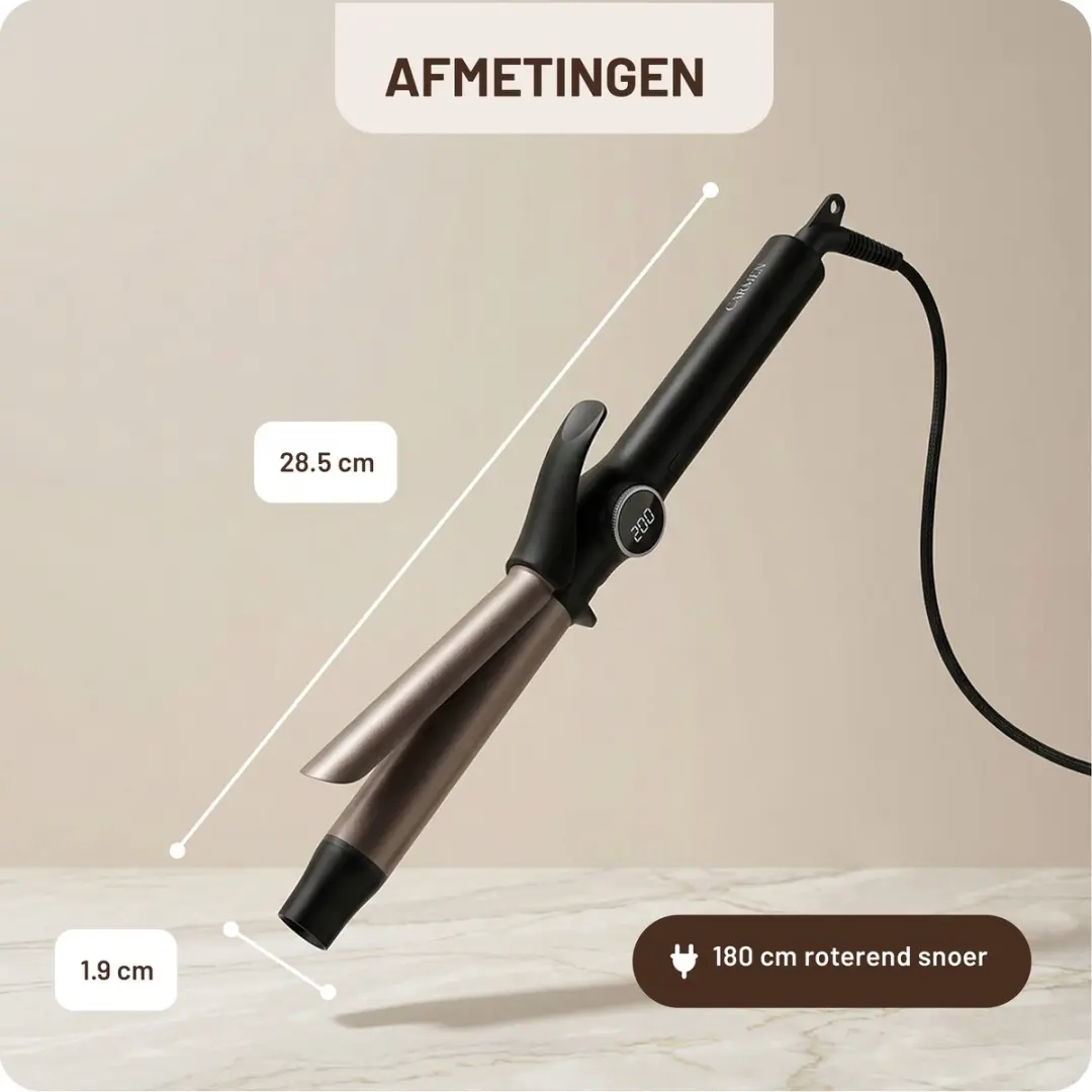 Carmen CCT2530B Krultang 25mm - Keramisch - 9 standen - Zwart